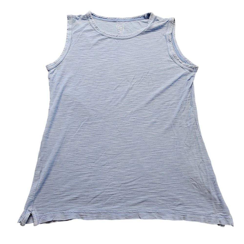 Gap Womens Blue Slub Knit Cotton Sleeveless Tank‎ Top Crew Neck Size Medium